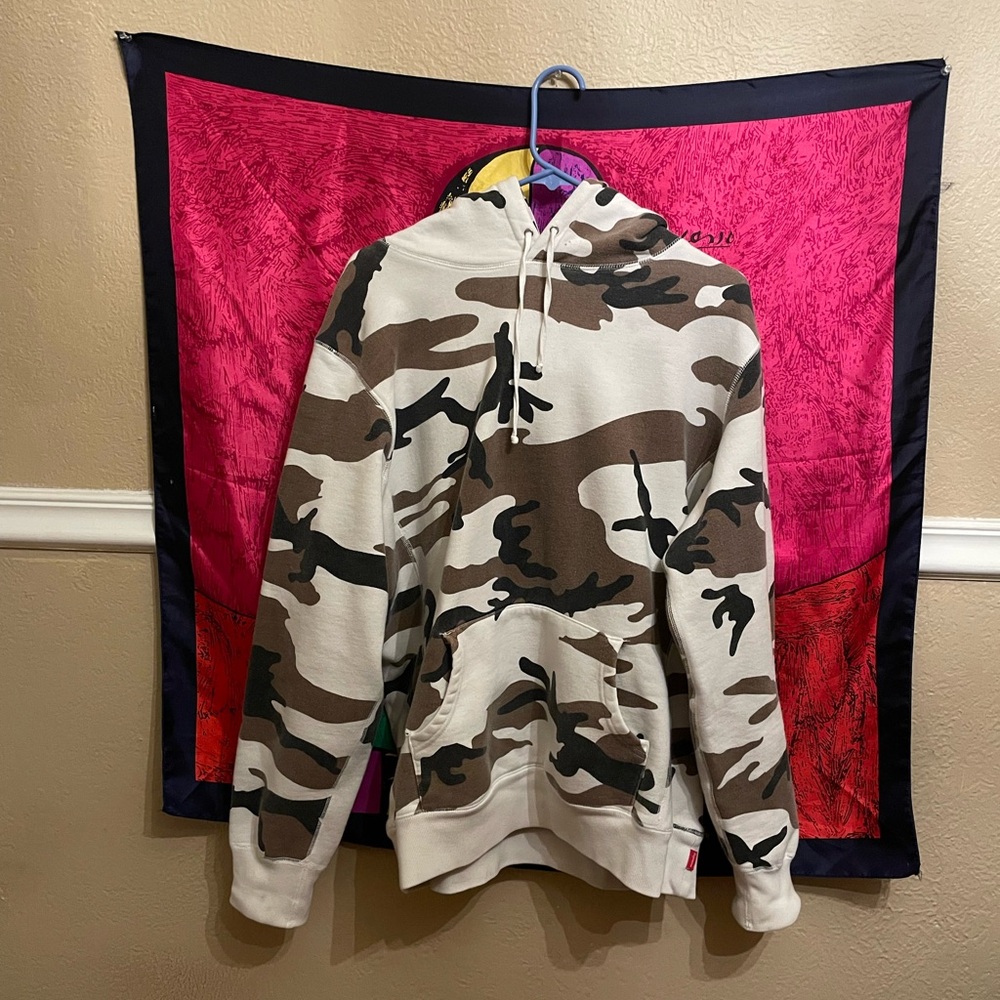 Supreme Brown and Cream Camouflage hoodie